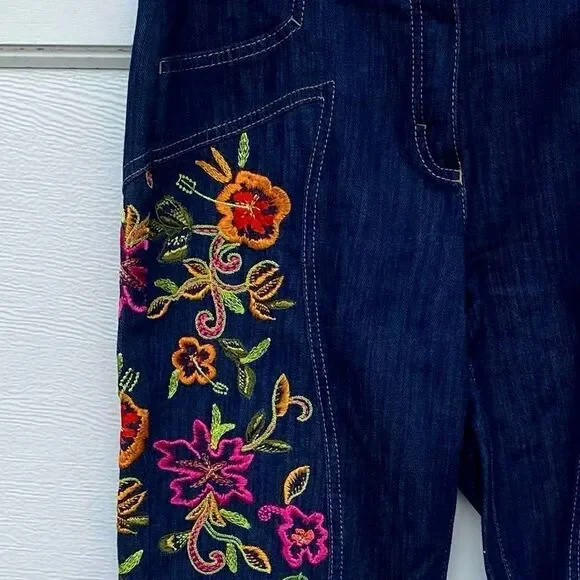 Escada Floral Embroidery Wide Leg Designer Jeans Sz 6 (Euro 36) EUC! - Picture 7 of 7